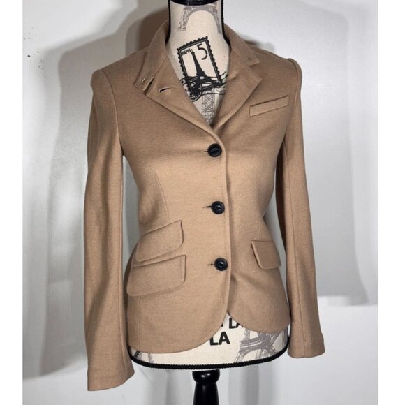 rag & bone Slade Dark Camel Wool Blazer, Women's Size 0 - Picture 2 of 6